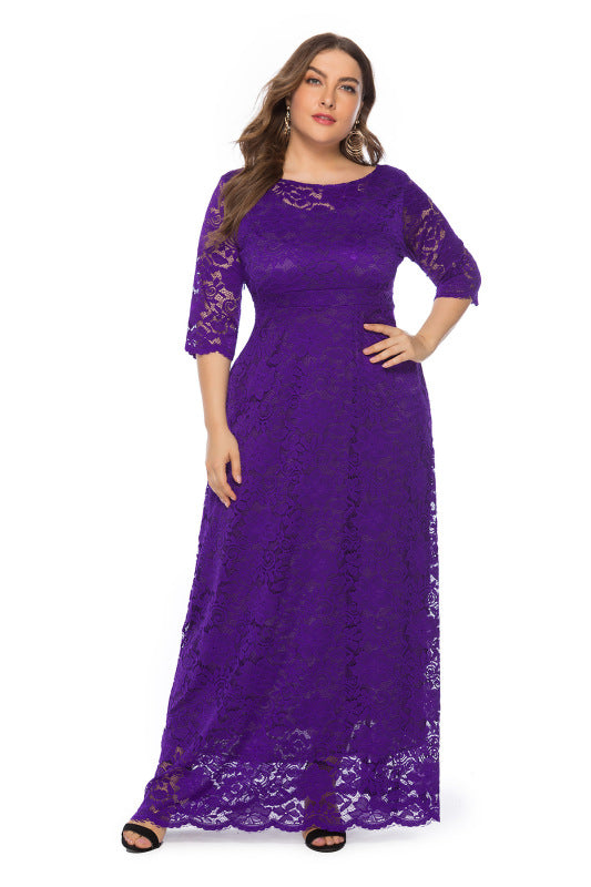 Plus size women's new elegant lace dress