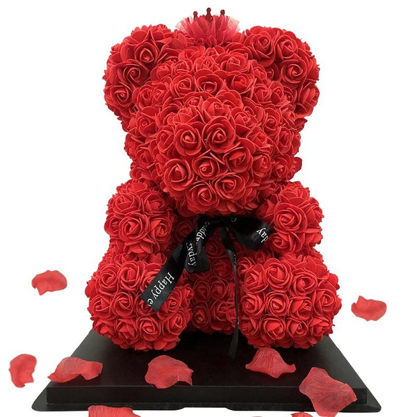 Creative Tanabata Valentine's Day Simulation Flowers Bear Eternal Flowers Foam Bear Roses Bear Gift Box Hug Bear