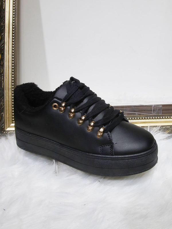 Faux Leather Chunky Lace Up Trainer