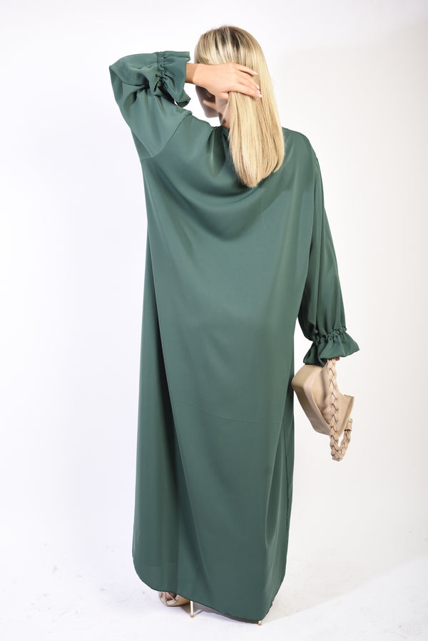 Abaya Maxi Dress with Elastic Sleeve