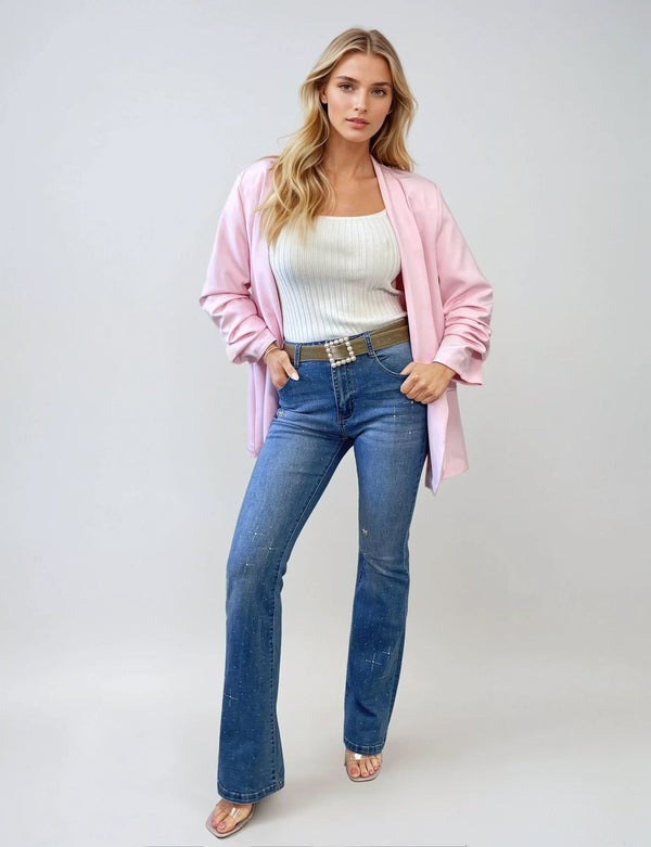 Embellished High Waisted Flare Jeans