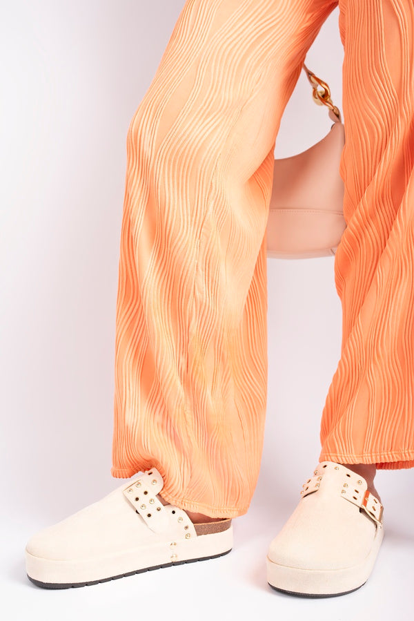 Studded Buckle Slip-On Sandals