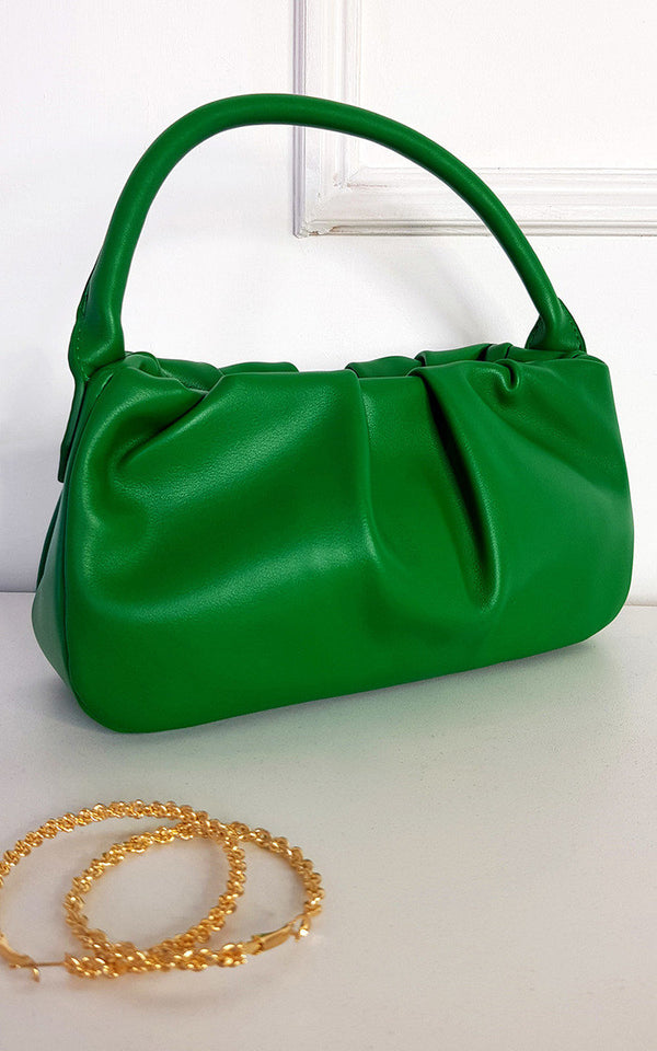 Faux Leather Shoulder Bag with Chain Detail