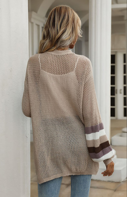 Giacca maglione da donna con taglio ampio color block 