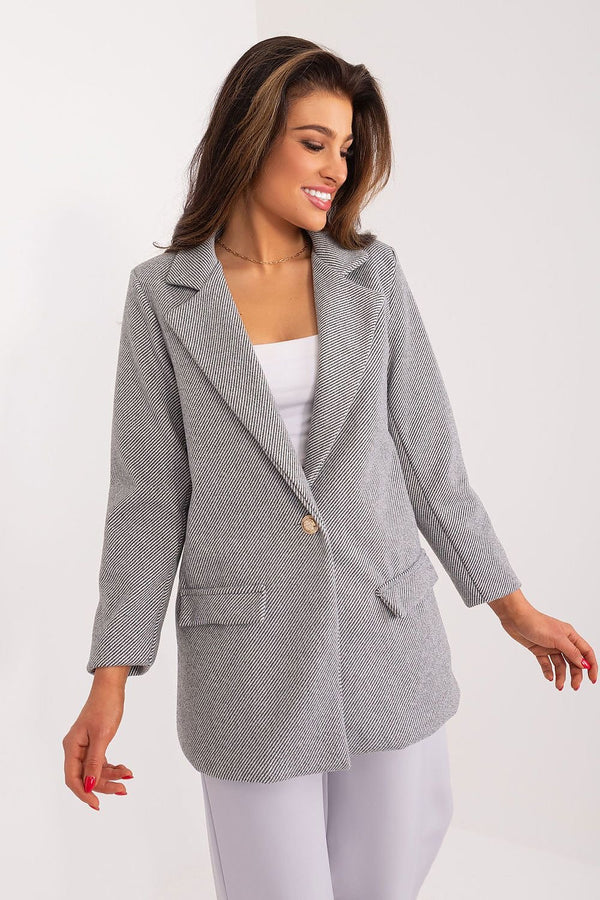 Gray striped women's zip-up jacket