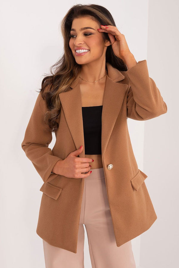 Brown single-breasted women's jacket - Italy Moda