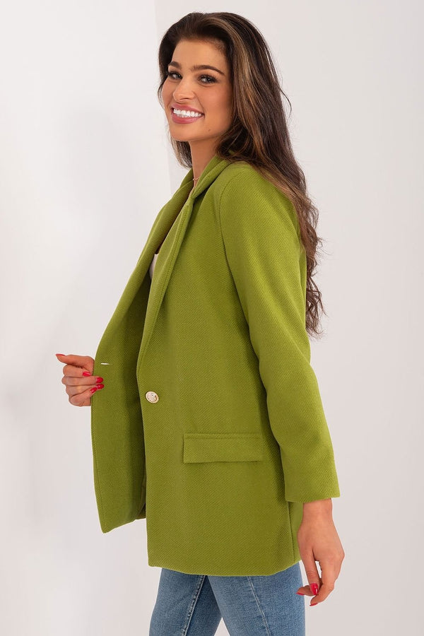 Green single-breasted women's jacket - Italy Moda