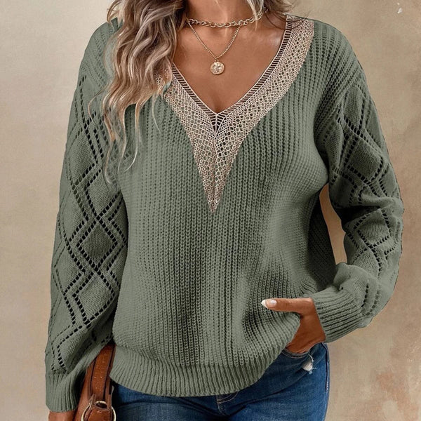 V-neck loose casual pullover women's sweater