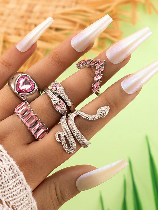 Popolare anello di gioielli gioielli a forma di serpente amore in stile anello a cinque pezzi femminile 