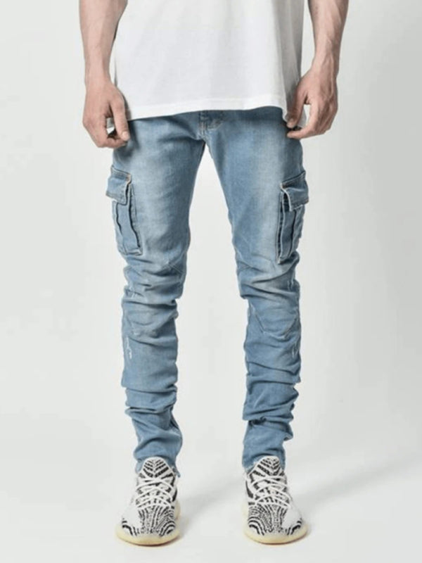 Jeans skinny da uomo con tasca laterale 