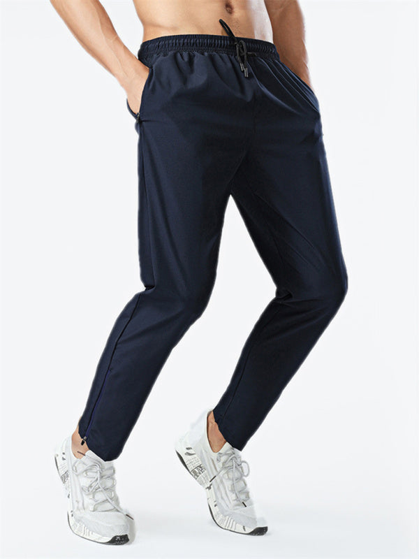 Pantaloni casual con cerniera laterale con coulisse per fitness traspirante ad asciugatura rapida in seta di ghiaccio 