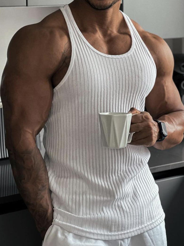 Men'S Solid Color Ribbed Muscle Tank