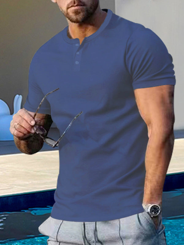 T-shirt atletica slim fit Henley a maniche corte da uomo 