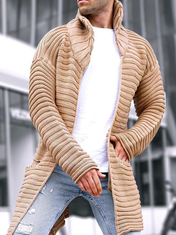 Cardigan maglione lavorato a maglia a maniche lunghe a collo alto da uomo 