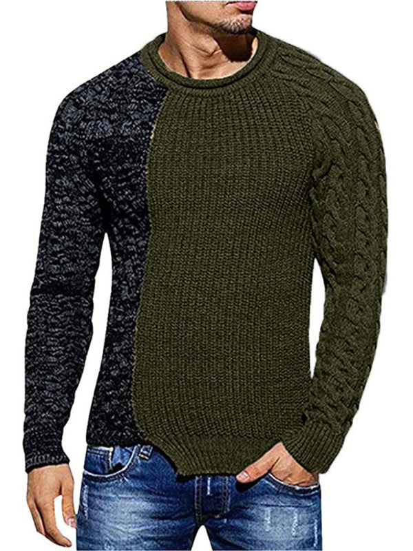 Nuovo maglione slim lavorato a maglia a maniche lunghe con scollo tondo da uomo 