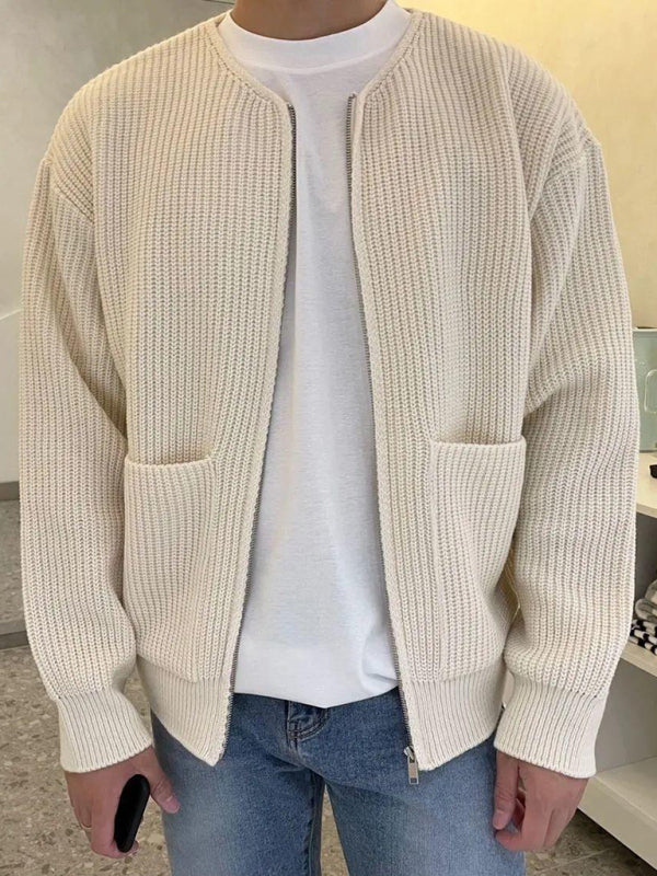 Cardigan maglione lavorato a maglia stile pigro casual sciolto in tinta unita da uomo 