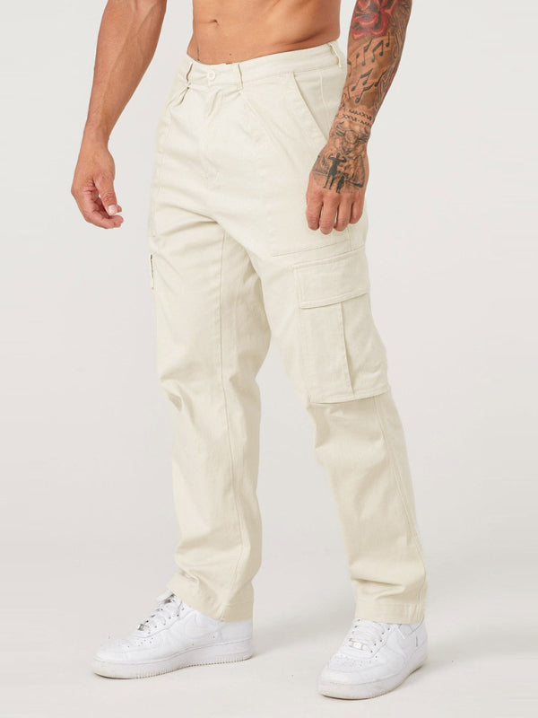 Men's spliced solid color casual sports loose overalls