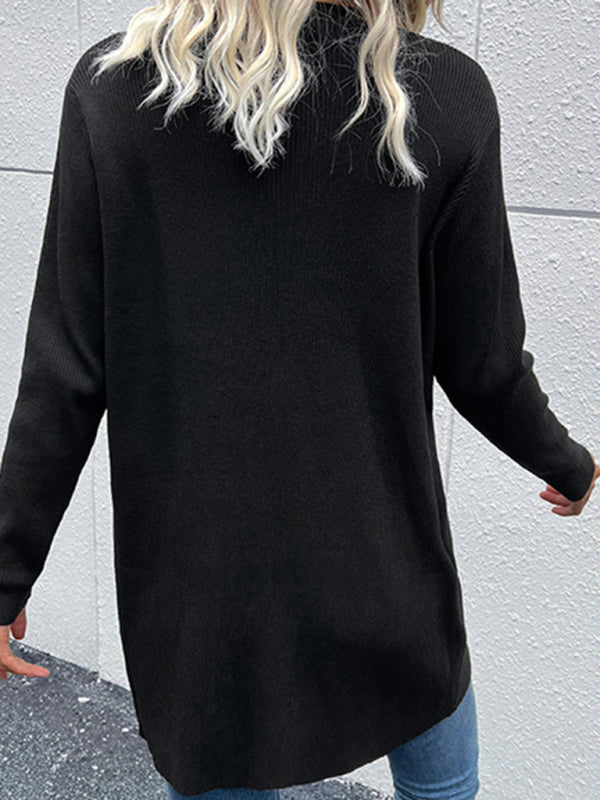 Cardigan maglione nero a maniche lunghe con giacca moda casual 