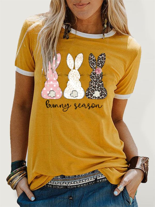 T-shirt casual con grafica Happy Easter Bunny da donna 