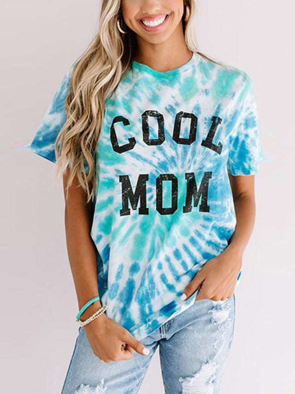 T-shirt a maniche corte con stampa tie-dye da donna per la festa della mamma 
