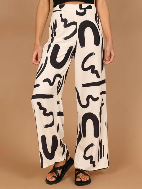 Women's Fashion Commuting Abstract Print Wide Leg Pants