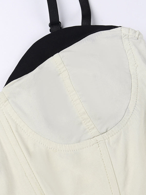 Contrasting Color Edge Tunic Camisole Top Versatile Spice Girl Vest