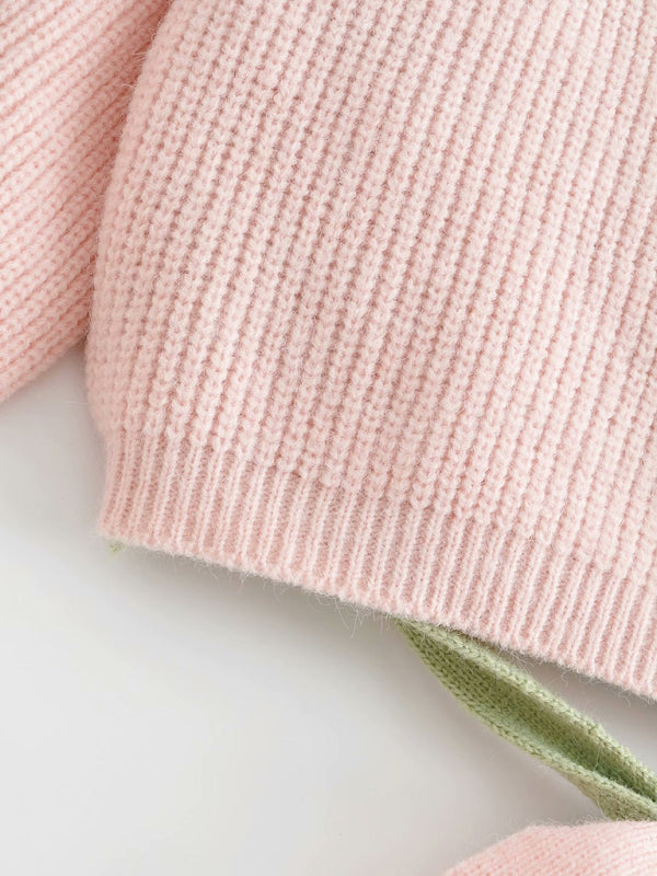 Nuovo maglione pullover lavorato a maglia a maniche lunghe con impunture a contrasto di colore con cinturino incrociato 