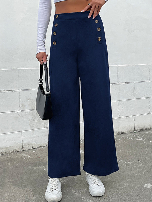 pantaloni casual da donna con bottoni sottili transfrontalieri 