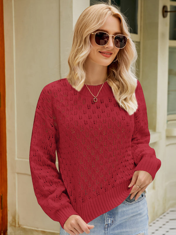New women's design loose round neck pullover sweater