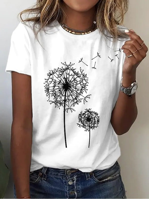 T-shirt da donna stampata manica corta basic girocollo vestibilità regolare 